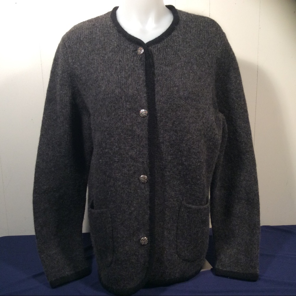 Vintage 90s The Eagles Eye Womens Wool Gray Cardigan Sweater Size Medium